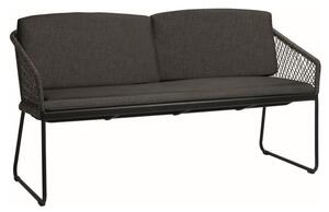 Stern Jedálenská 2-miestna lavica Odea, Stern, 158x66x88 cm, rám lakovaný hliník čierny (black matt), lankový výplet pepper, sedáky 100% akryl Silk Black