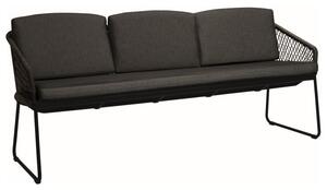 Stern Jedálenská 3-miestna lavica Odea, Stern, 198x66x88 cm, rám lakovaný hliník čierny (black matt), lankový výplet pepper, sedáky 100% akryl Silk Black