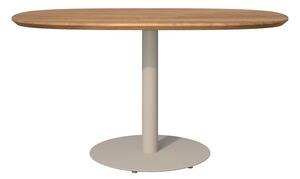 Tribu Jedálenský stôl znížený T-Table, Tribu, oválny 136x80x67 cm, rám lakovaná nerez farba white, doska teak
