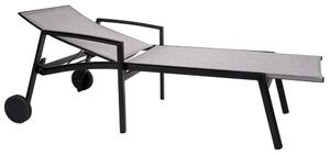Stern Polohovateľné ležadlo Kari, Stern, 83x205x65 cm, rám lakovaný hliník čierny (black matt), výplet textilén linen grey