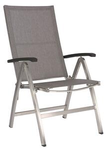 Stern Nerezové polohovacie jedálenské kreslo Mika, Stern, 60x62x111 cm, rám nerez, výplet šedobéžový (linen grey), podrúčky šedočierne (antracit)