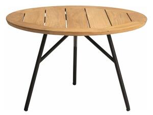 Stern Odkladací stolík Frida, Stern, okrúhly 55x36 cm, rám lakovaný hliník čierny (black matt), doska teak