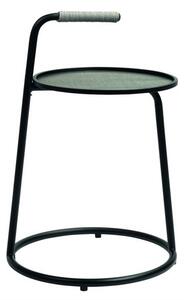 Stern Odkladací stolík Edi, Stern, okrúhly 48x71 cm, lakovaný hliník čierny (black matt), vrátane textilnej podložky farba linen grey