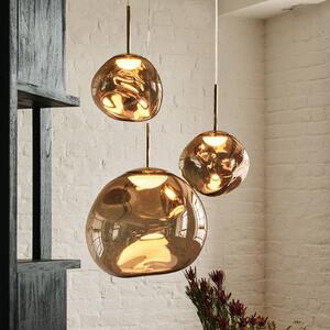 Tom Dixon závesné svietidlo Melt, Ø 28 cm, bronzová farba, objímka, Hnedá / staromosadz, Obývacia izba / jedáleň, Plast, Dizajn, Závesné svietidlo