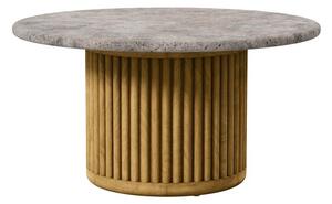 Tribu Odkladací stolík Otto, Tribu, okrúhly 60x32 cm, rám teak, doska keramika dekor sabbia