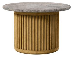Tribu Odkladací stolík Otto, Tribu, okrúhly 48x32 cm, rám teak, doska keramika dekor sabbia