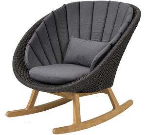 Cane-line Hojdacie nízke kreslo Peacock, Cane-line, 88x88x88 cm, nohy teak, rám hliník, výplet lanko Soft Rope dark grey, bez podušiek