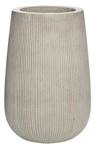 Pottery Pots Vonkajší kvetináč okrúhly Patt high S, Light Grey (farba svetlosivá, zvislé pruhy), kolekcia Ridged, materiál Ficonstone, priemer 29 cm x v 43 cm, objem cca 24 l