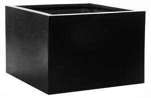 Pottery Pots Vonkajší kvetináč štvorcový Jumbo middle high M, Black (farba čierna), kolekcia Natural, kompozit Fiberstone, d 70 cm x š 70 cm x v 53 cm, objem cca 235 l