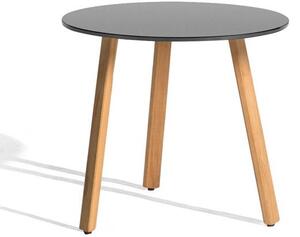 Diphano Odkladací stolík vysoký Easy-Fit, Diphano, okrúhly priemer 60x V55 cm, rám nohy teak, doska hliník farba šedá čierna (lava)