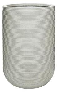 Pottery Pots Vonkajší kvetináč okrúhly Cody high M, Light Grey (farba svetlosivá, vodorovné pruhy), kolekcia Ridged, materiál Ficonstone, priemer 35 cm x v 55 cm, objem cca 49 l