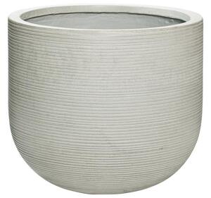Pottery Pots Vonkajší kvetináč okrúhly Cody L, Light Grey (farba svetlosivá, vodorovné pruhy), kolekcia Ridged, materiál Ficonstone, priemer 42 cm x v 37 cm, objem cca 45 l