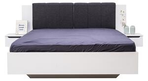 Manželská posteľ 160x200cm s nočnými stolíkmi Stuart - biela/šedá/dub čierny