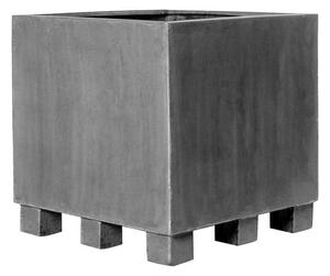 Pottery Pots Vonkajší kvetináč štvorcový Jumbo M (feet), Grey (farba sivá), kolekcia Natural, kompozit Fiberstone, d 70 cm x š 70 cm x v 70 cm, objem cca 294 l