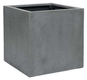 Pottery Pots Vonkajší kvetináč štvorcový Block M, Grey (farba sivá), kolekcia Natural, kompozit Fiberstone, d 40 cm x š 40 cm x v 40 cm, objem cca 62 l