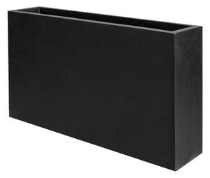 Pottery Pots Vonkajší kvetináč obdĺžnikový Jort Slim S, Black (farba čierna), kolekcia Natural, kompozit Fiberstone, d 91 cm x š 20 cm x v 50 cm, objem cca 91 l