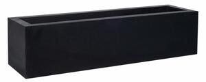 Pottery Pots Vonkajší kvetináč obdĺžnikový Jort Low S, Black (farba čierna), kolekcia Natural, kompozit Fiberstone, d 100 cm x š 30 cm x v 25 cm, objem cca 75 l