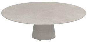 Royal Botania Betónový nízky stôl Conix, Royal Botania, okrúhly 160x35 cm, podnož betón cement grey, doska teak