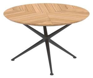 Royal Botania Jedálenský stôl Exes, Royal Botania, okrúhly 120x75 cm, rám hliník pebble, doska teak