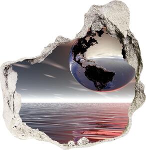 Díra 3D ve zdi nálepka Planéta zem nd-p-1888507