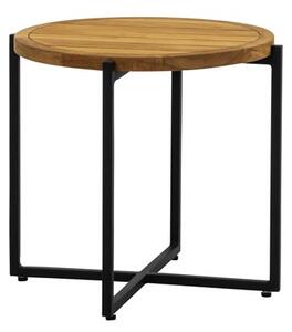Apple Bee Odkladací stolík Condor, Apple Bee, okrúhly 54x50 cm, rám hliník Black (čierna), doska teak