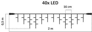 DECOLED LED svetelné cencúle - 2x0,5m, ľadová biela, 40 diód