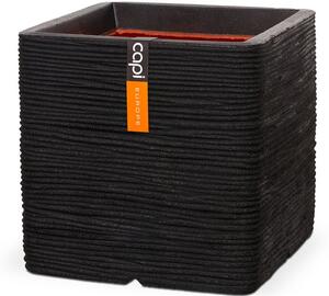 Capi Europe Kvetináč štvorcový Rib NL, Capi, 50x50x50 cm, recyklovateľná PE zmes, farba black