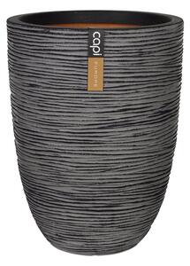 Capi Europe Kvetináč okrúhly Rib NL, Capi, priemer 34 cm, výška 46 cm, recyklovateľná PE zmes, farba antracit