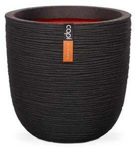 Capi Europe Kvetináč okrúhly Rib NL, Capi, priemer 43 cm, výška 41 cm, recyklovateľná PE zmes, farba black