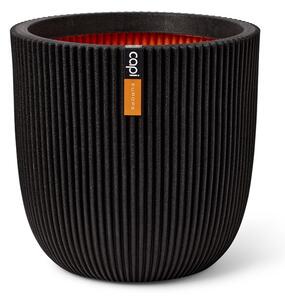Capi Europe Kvetináč okrúhly Groove NL, Capi, priemer 35 cm, výška 34 cm, recyklovateľná PE zmes, farba black
