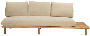 Apple Bee 3-miestny diel s odkladacím stolíkom na pravej strane Sling, Apple Bee, 242x85x67 cm, rám teak natural, pásový výplet Ecru, sedáky vonkajšia látka Cotton Flower