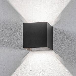 Vonkajšie nástenné svietidlo Lindby Nivar, hranaté, čierne, 10 cm, IP54, Čierna, kov, Moderný, Nástenné svietidlo