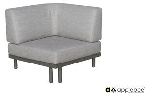 Apple Bee Rohový diel Maui, Apple Bee, 85x80x68 cm, rám lakovaný hliník Taupe, výplet lanko Mid Grey, sedák vonkajšia látka Olefin Smoked Grey