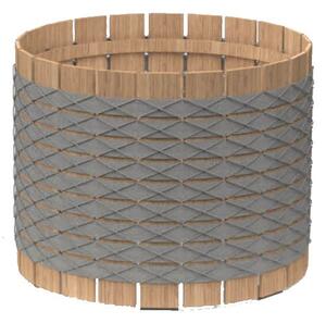 Roda Vonkajší kvetináč Barrique, Roda, okrúhly 78x63 cm, rám iroko, lanový a pásový výplet farba podľa vzorkovníka, široké laty