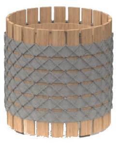 Roda Vonkajší kvetináč Barrique, Roda, okrúhly 41x46 cm, rám iroko, lankový a pásový výplet farba podľa vzorkovníka, široké laty