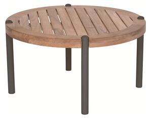 Stern Konferenčný stolík Taro, Stern, okrúhly 65x35 cm, rám lakovaný hliník šedočierny (antracit), doska teak
