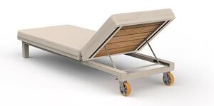 Vondom Polohovacie ležadlo Vineyard, Vondom, 204x75x37 cm, lakovaný hliník, teak natural, celopotah vonkajšia látka Group 1A a 1B, farebné vyhotovenie podľa vzorkovníka