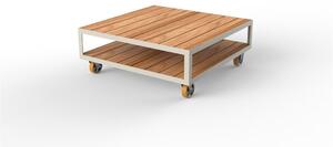 Vondom Konferenčný stolík na kolieskach Vineyard, Vondom, 106x106x41 cm, lakovaný hliník, teak natural, farebné vyhotovenie podľa vzorkovníka