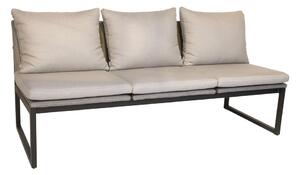 Stern 3-miestna jedálenská lavica Tammo, Stern, 180x75x85 cm, rám lakovaný hliník čierny (black matt), výplet textilen linen grey, vonkajšia látka cream