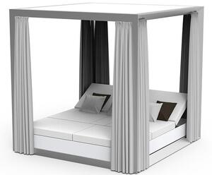 Vondom Denná posteľ s nebesami Vela, Vondom, 204x204x205 cm, 4 polohovateľné opierky, rám hliník, závesy a strieška vonkajšia látka Velum, farebné vyhotovenie podľa vzorkovníka