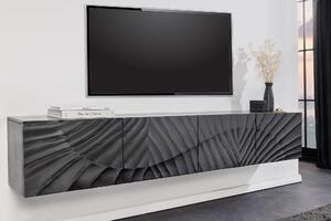 TV-stolík SCORPION 200 cm 3D závesný čierne mangové drevo