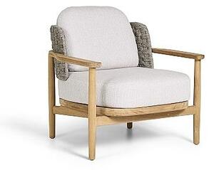 Jati Kebon Nízke kreslo Boho, Jati Kebon, 86x79,4x79,4 cm, rám teak, pásový výplet farba grey, bez sedákov