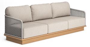 Jati Kebon Pohovka 3-miestna Acri, Jati Kebon, 240x80x67 cm, rám teak, výplet lanko 14 mm farba linnen, bez sedákov