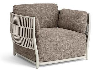 Jati Kebon Nízke kreslo Cala, Jati Kebon, rám hliník farba dune mat, pásový výplet farba linen, bez sedákov