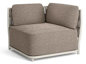 Jati Kebon Rohový diel Cala, Jati Kebon, rám hliník farba dune mat, pásový výplet farba linen, bez sedákov