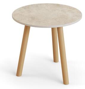 Jati Kebon Odkladací stolík Ronda, Jati Kebon, okrúhly 45x44,2 cm, rám teak, doska keramika 12mm dekor Paladium Grey