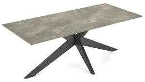 Jati Kebon Jedálenský stôl Yate, Jati Kebon, obdĺžnikový 220x100x73,2 cm, rám hliník farba charcoal mat, doska keramika 12mm dekor Slate Black