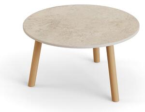 Jati Kebon Konferenčný stolík Ronda, Jati Kebon, okrúhly 60x34,2 cm, rám teak, doska keramika 12mm dekor Paladium Grey