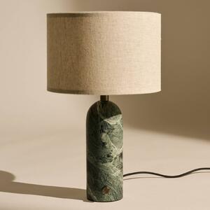 GUBI Stolová lampa Gubi Gravity Small, zelený mramor, krémová plátna, Zelená, Obývacia izba / jedáleň, Kameň, Dizajn, Stojacie svietidlo