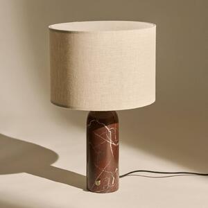 GUBI Stolová lampa Gubi Gravity Small, červený mramor, krémová plátna, Červená, Obývacia izba / jedáleň, Kameň, Dizajn, Stojacie svietidlo